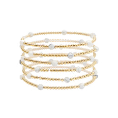 Gold Beaded and Color Stretch Bracelets