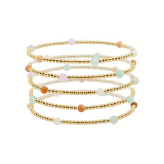 Gold Beaded and Color Stretch Bracelets
