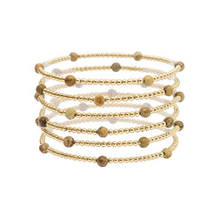Gold Beaded and Color Stretch Bracelets
