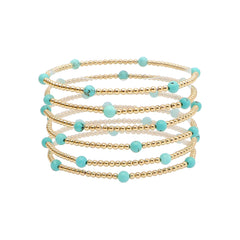 Gold Beaded and Color Stretch Bracelets