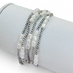 Gold Beaded & Pearl Stretch Bracelet