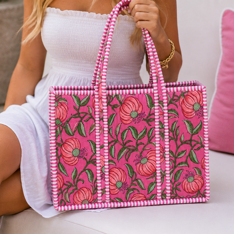 Pink Blossom Quilted Bag Print