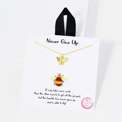 Never Give Up Bee Necklace