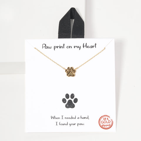 Paw Print on my Heart Necklace