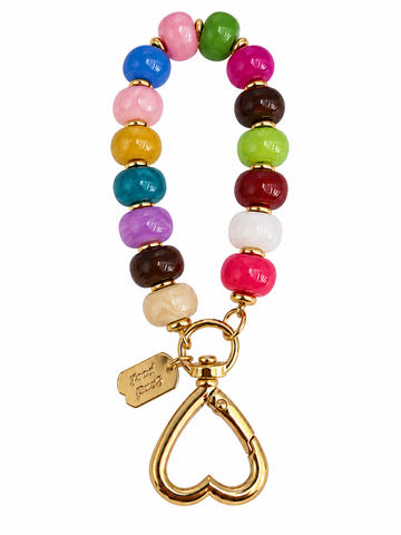 Glossy Beaded Heart Keychain