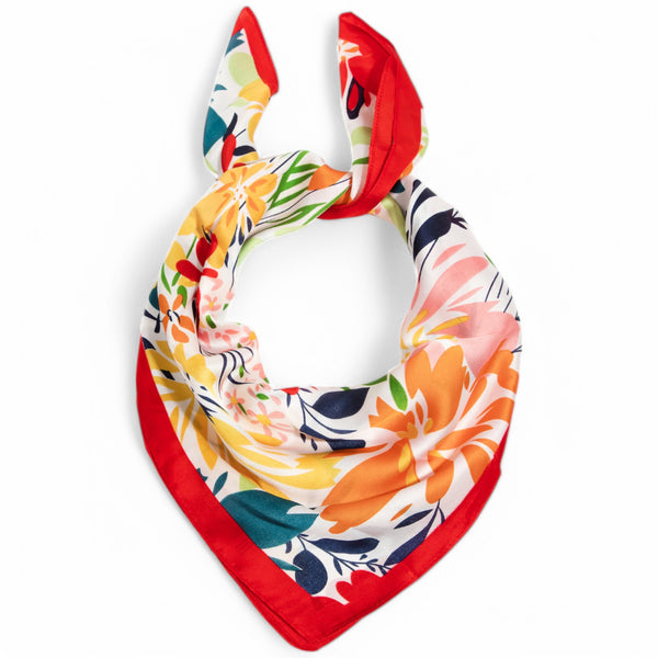 Flower Print Silky Bandana Scarf