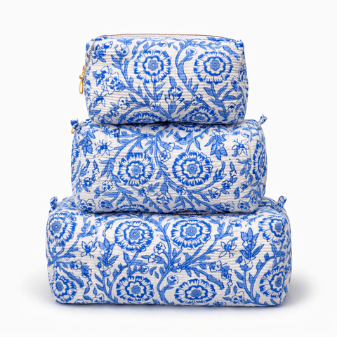 Blue Floral Quilted Bags