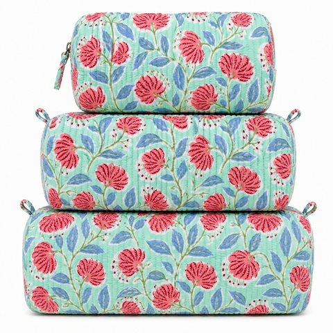 Mint Floral Quilted Bag Print