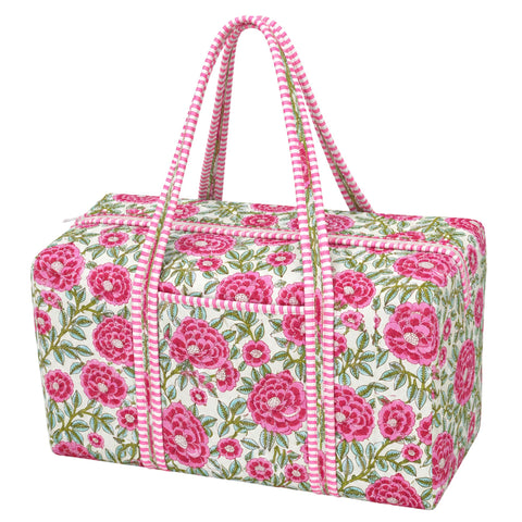Pink Blooming Floral Quilted Bag Print