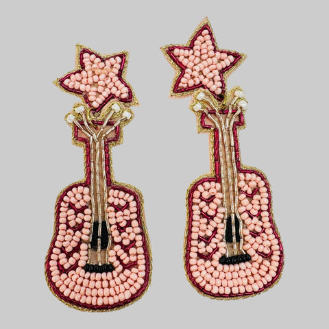 Guitar Beaded Earrings