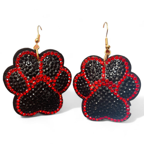 Gameday Paw Print Crystal Earrings