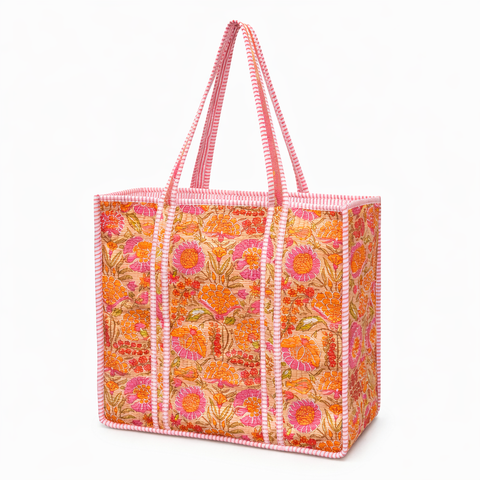 Floral Orange Quilted Bags