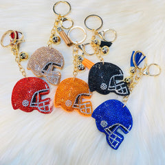 Gameday Crystal Football Helmet Keychains