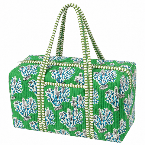 Green Floral Quilted Bag Print
