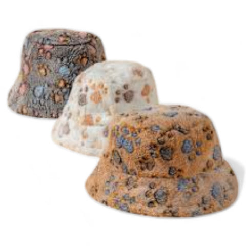 Paw Print Fuzzy Hats