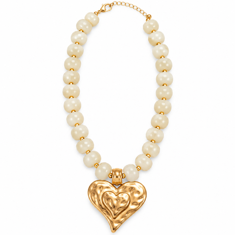 Heart of Gold Beaded Candy Necklace