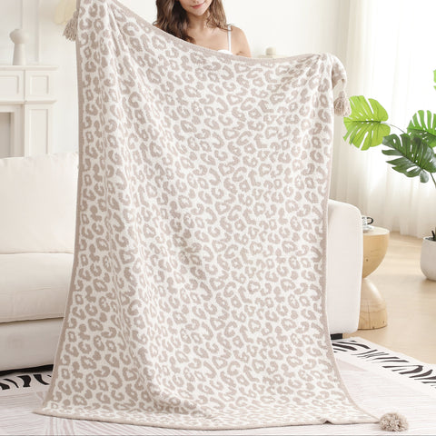 Luxe Leopard Tassel Throw Blanket