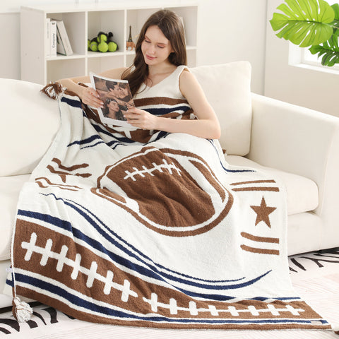 Cozy Gameday Football Throw Blanket