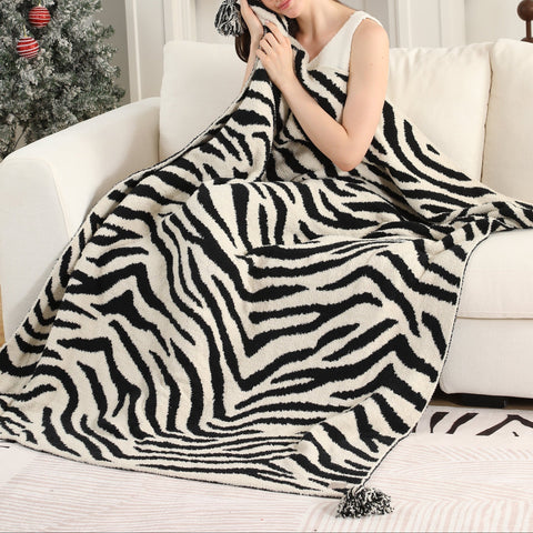 Zebra Luxe Tassel Throw Blanket
