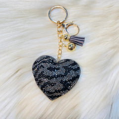 Animal Print Heart Keychains