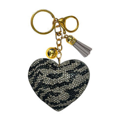 Animal Print Heart Bling Keychains