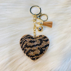 Animal Print Heart Keychains