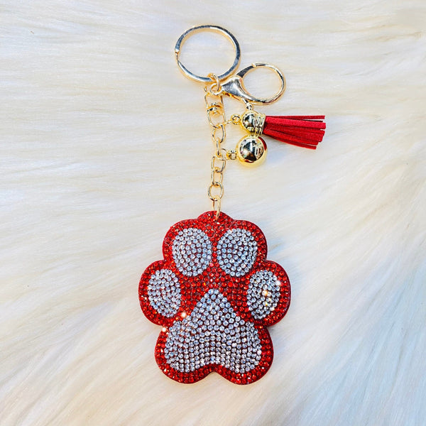 Gameday Crystal Paw Keychains - Red 1