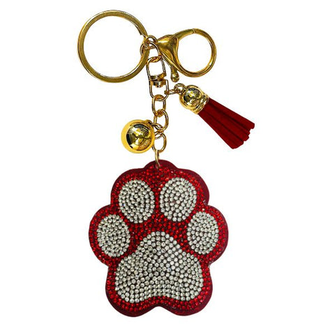 Paw Print Crystal Bling Keychain