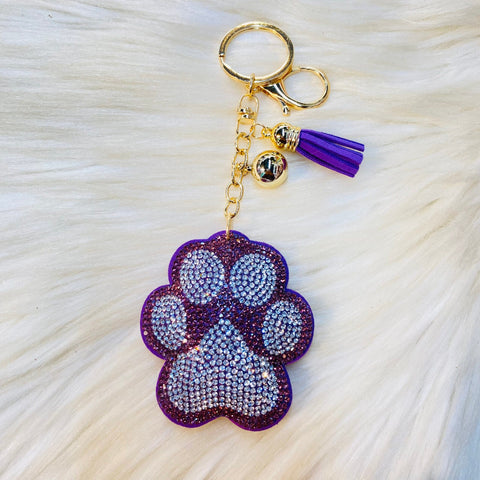 Gameday Crystal Paw Keychains - Purple