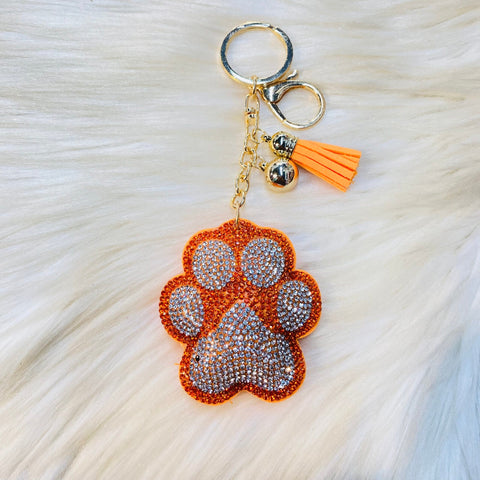 Gameday Crystal Paw Keychains - Orange