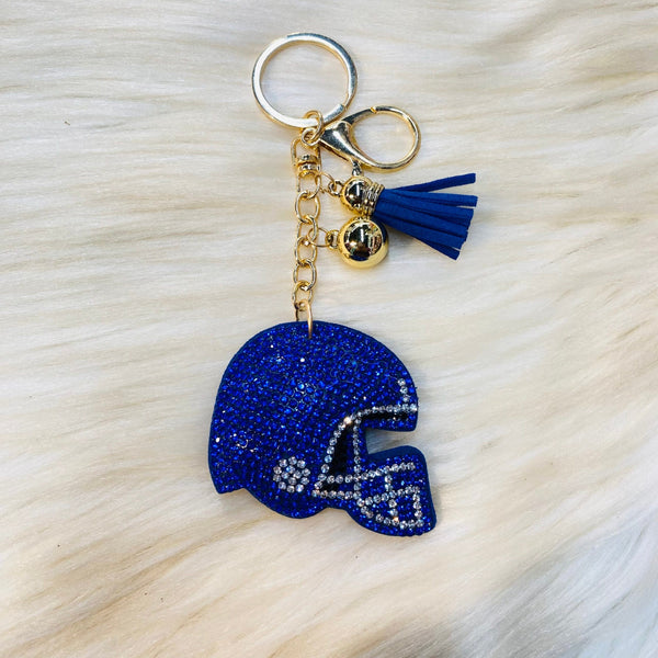 Gameday Crystal Football Helmet Keychains - Royal Blue