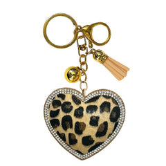 Animal Print Heart Bling Keychains