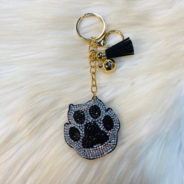 Gameday Crystal Paw Keychains - Silver