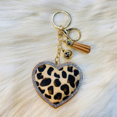 Animal Print Heart Keychains