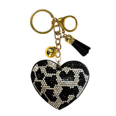 Animal Print Heart Bling Keychains