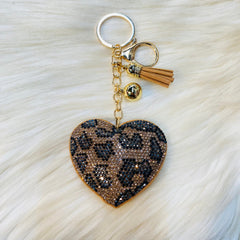 Animal Print Heart Keychains