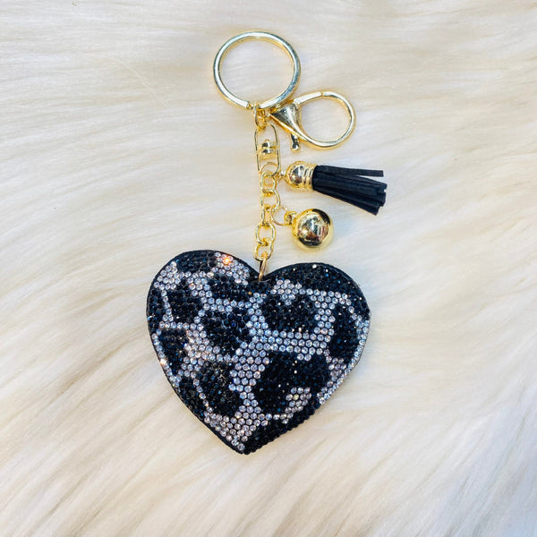 Animal Print Heart Keychains