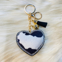 Animal Print Heart Keychains