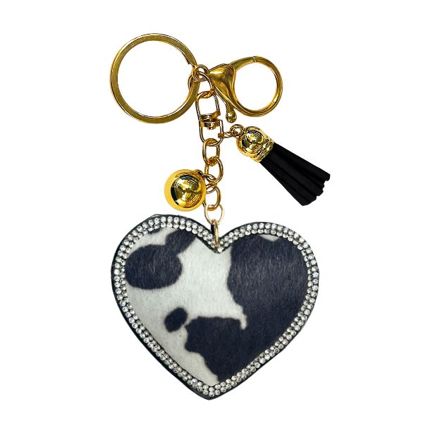 Animal Print Heart Bling Keychains