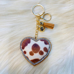 Animal Print Heart Keychains