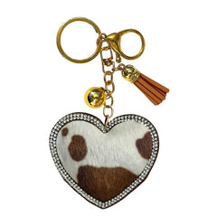 Animal Print Heart Bling Keychains