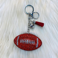 Gameday Crystal Football Keychains - Red