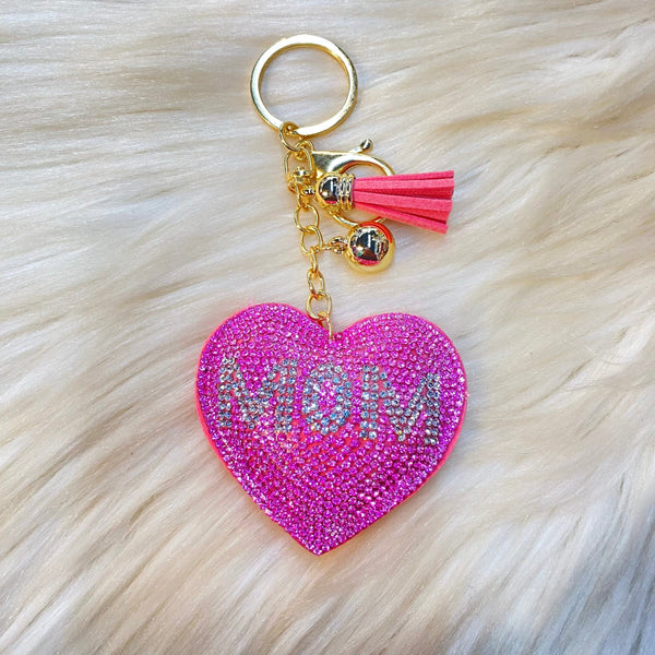 Heart Keychains - Pink mom