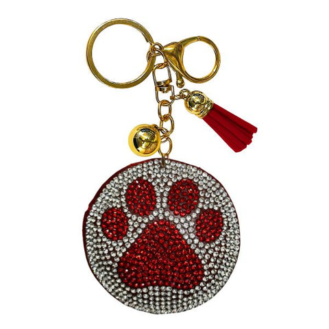 Paw Print Crystal Bling Keychain