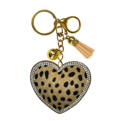 Animal Print Heart Bling Keychains