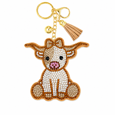 Cow Crystal Bling Keychains