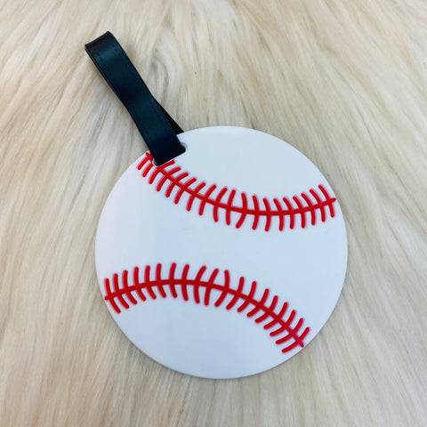 Sport Luggage Tags - White baseball