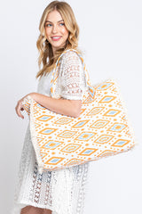 Aztec Pattern Fringe Tote Bags