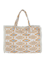 Aztec Pattern Fringe Tote Bags