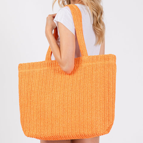 Solid Woven Tote Bag